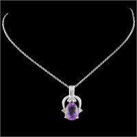 2.38ct Amethyst & 0.04ctw Diam Pendant 14K Gold