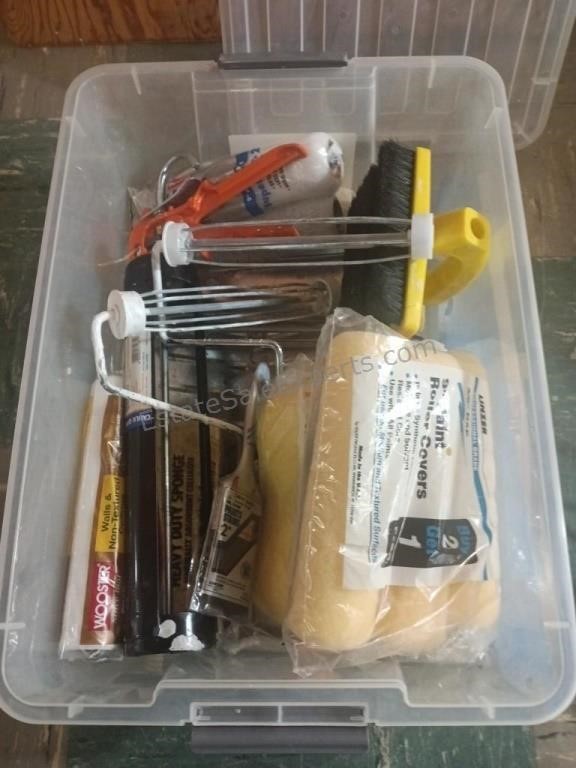 Tote of Painting Supplies