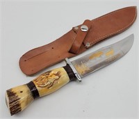 Hand Forged Antler Handle Bowie Style Knife