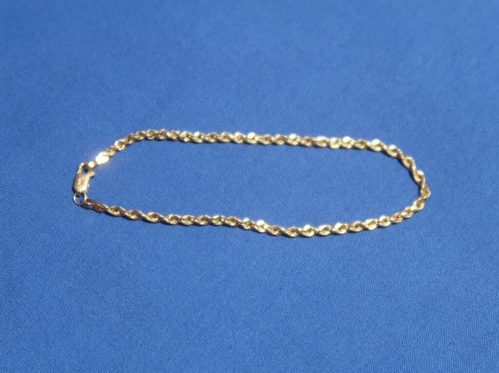 10K 7" Rope Bracelet 2.5gr