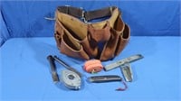 Leather Tool Belt w/Chalkline, Level, Strap,