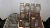 Mason Jars, Storage Jars & Metal Table 21x34x30