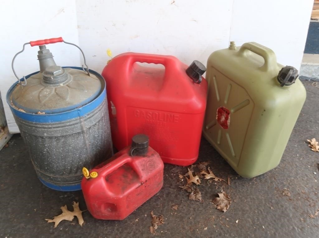 3 Gas Cans, Vintage 5 Gal Kerosene Can