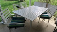 Metal Patio Table w/5 Chairs & Cushions, Table