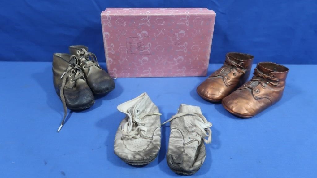 Vintage Baby Shoes, Copper Plated Baby Shoes