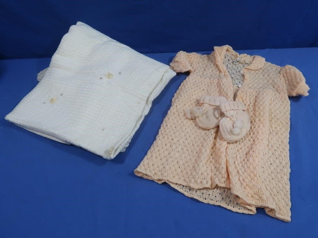 Vintage Lace Tablecloth, Vintage Baby Top &