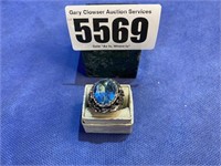 Ring, Blue Stone w/Tarnished Silver Like