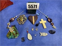 Jewelry Pieced, Pendants, Pins, Crosses & More