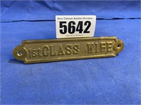 Solid Brass Sign Plate, 1st. Class Wife