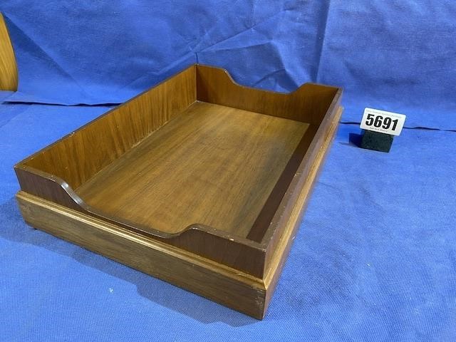 Vintage Wood Letter/File Tray w/Felt Bottom,