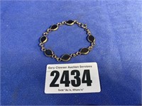 Black Stone Bracelet, 7"L, Clasp Needs Repair