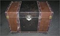 Leather storage trunk with straps