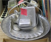 Antique hand hammered aluminum ware