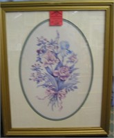 Floral decorated matted and framed print