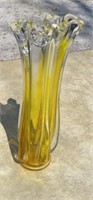 YELLOW ART GLASS VASE