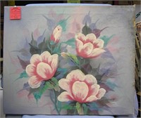 Oil on canvas floral painting condition as found
