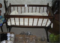 Mahogany style baby or doll cradle