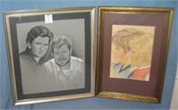 Pair of framed portrait paintings
