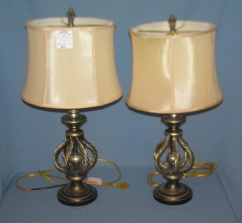 Pair of rope tied style table lamps