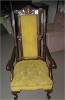 Vintage walnut and upholstered arm chair