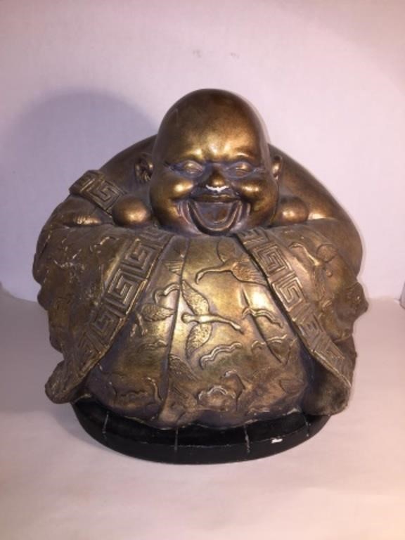 LARGE PIER 1 IMPORTS BUDDHA PAINTED BRONZE