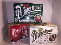 3 PILSNER URQUELL TIN LUNCH BOXES