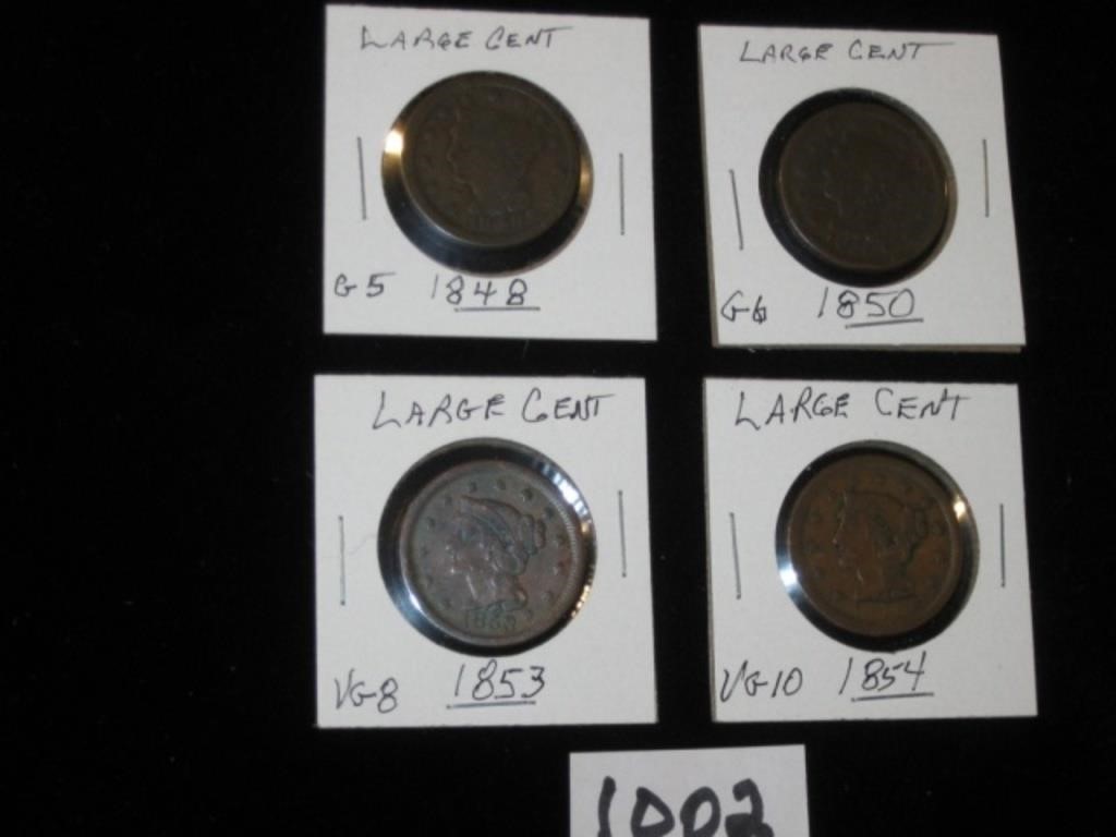 (4) Different U.S. Large Cents of the 19th Ce