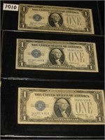 Lot of (3) Different 1928 $1.00 “Funnyback” B