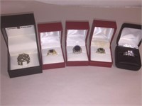 5 RINGS INCLUDING WEDDING SET w BOXES SZ'S 7 & 8