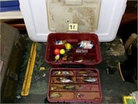 Fishing tackle box with contents