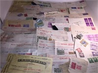 STOCK TRANSFER STAMPS, ENVELOPES PLUS CANCELLED ST