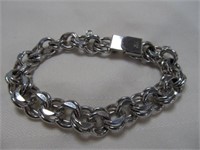 Elco 8" Sterling Silver Heavy Link Charm Bracelet