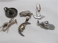 6pc Vintage Sterling Silver Charms & Pendants