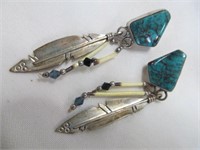 Native American Style Sterling & Turquoise Earring
