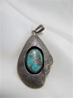 Artist Made Silver & Turquoise Pendant