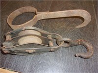 vintage pulley and odd tool