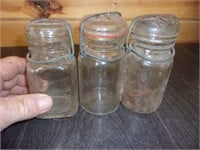 3 old small canning jar lot