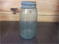 masons 1858 fruit jar with cross porcelain lid