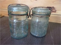 2 blue canning jar lot