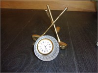 lead crystal golf clock and clubs for desk