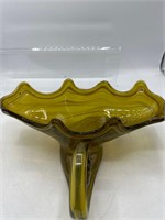Vintage amber art glass vase