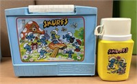Smurfs plastic lunchbox w/thermos 1985/ ships