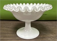 4" Vintage Fenton Silver Crest Ruffled Compote