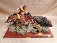 Native American Hunting Buffalo Sculpture