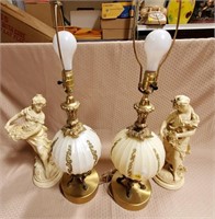 Pair of Lamps, Women Statues