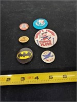 6pc 1940s 50s 60s pin back buttons