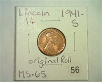 1941-S LINCOLN CENT MS 65 RED