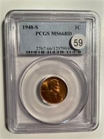 1948-S LINCOLN CENT PCGS MS66 RED