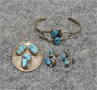 Sterling Pendant, Bracelet, and Earring Set