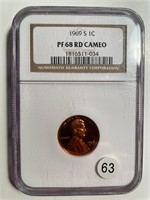 1969-S LINCOLN CENT NGC PF 68 RED CAMEO
